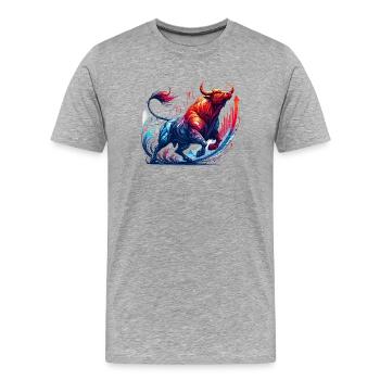 Finance Actions Taureau Taureau Wall Street Cadeau - T-shirt bio Premium Homme - gris chiné - Devant - Damien (186cm)