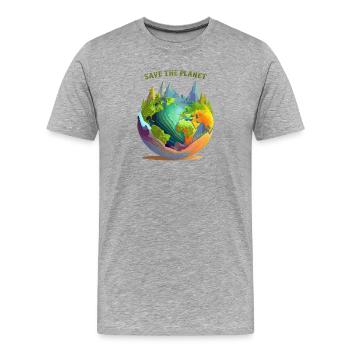 Save the planet - Men's Premium Organic T-Shirt - heather grey - Front - Damien (186cm)