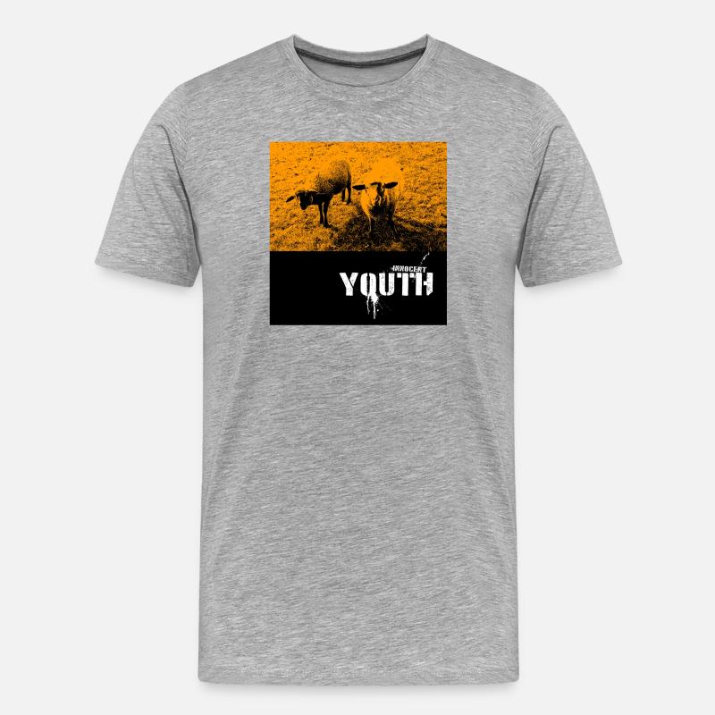 Freche Schafe auf Feld mit Graffiti-Text - Männer Premium Bio T-Shirt - Grau meliert