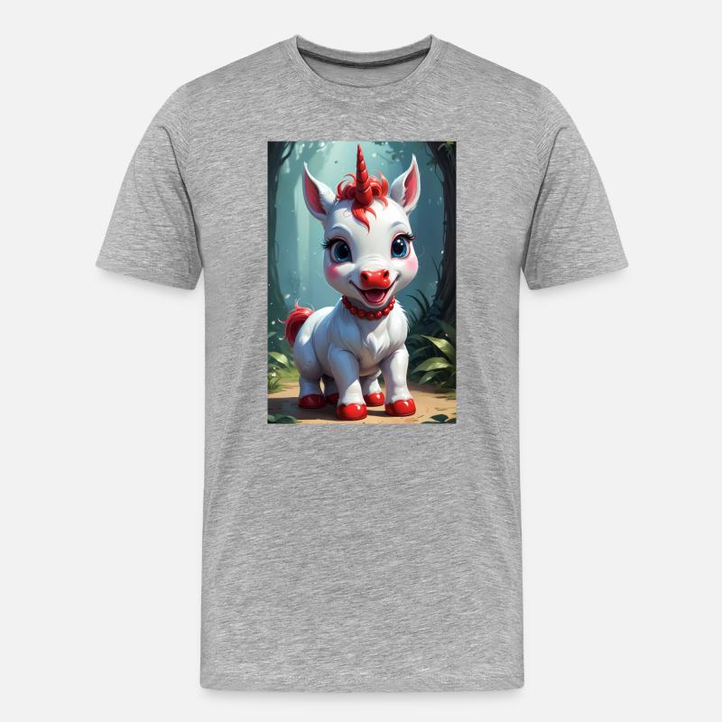 Süßes Einhorn - Männer Premium Bio T-Shirt - Grau meliert