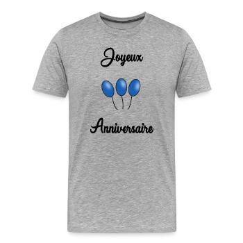 JOYEUX ANNIVERSAIRE - T-shirt bio Premium Homme - gris chiné - Devant - Damien (186cm)