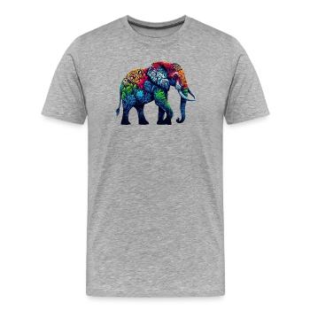 Éléphant - T-shirt bio Premium Homme - gris chiné - Devant - Damien (186cm)