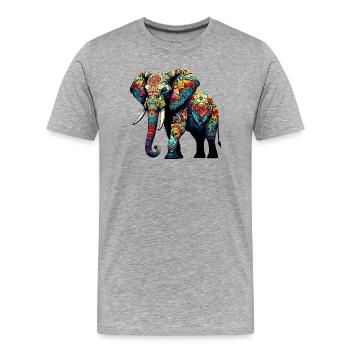 Éléphant - T-shirt bio Premium Homme - gris chiné - Devant - Damien (186cm)