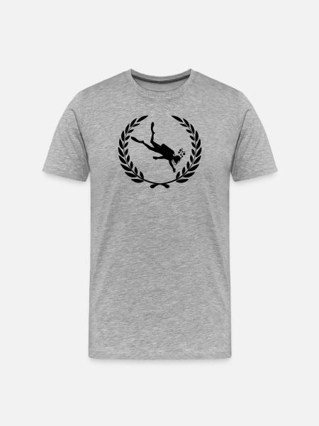 Diver underwater in laurel wreath - Men's Premium Organic T-Shirt - heather grey