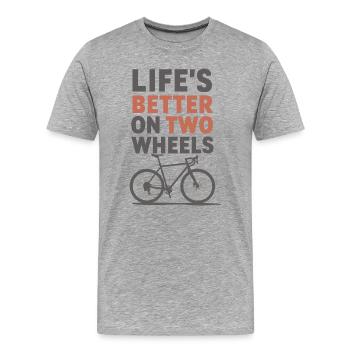 La vie est meilleure sur la conception du vélo à deux roues - T-shirt bio Premium Homme - gris chiné - Devant - Damien (186cm)