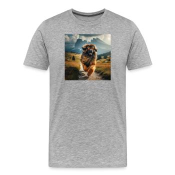 Leonberger Kunst - Männer Premium Bio T-Shirt - Grau meliert - Vorne - Damien (186cm)