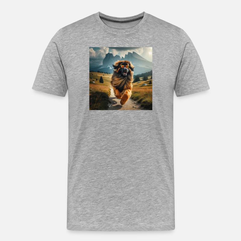 Leonberger Kunst - Männer Premium Bio T-Shirt - Grau meliert
