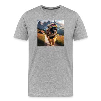 Leonberger Kunst - Männer Premium Bio T-Shirt - Grau meliert - Vorne - Damien (186cm)