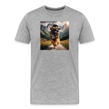 Leonberger Kunst - Männer Premium Bio T-Shirt - Grau meliert - Vorne - Damien (186cm)