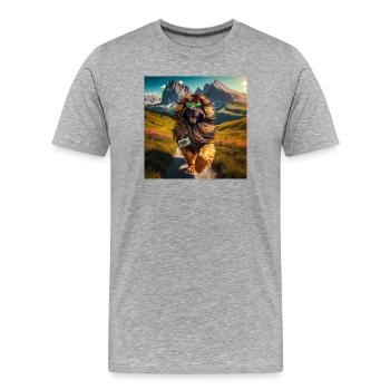 Leonberger Kunst - Männer Premium Bio T-Shirt - Grau meliert - Vorne - Damien (186cm)