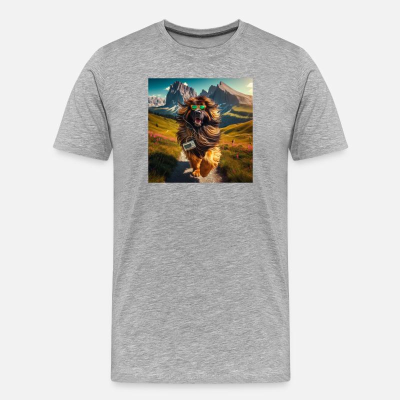 Leonberger Kunst - Männer Premium Bio T-Shirt - Grau meliert
