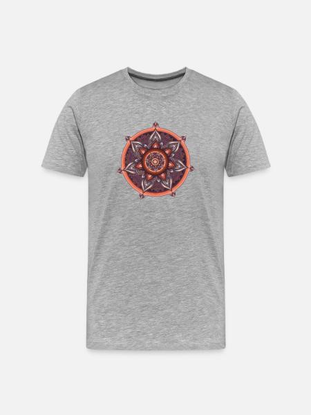 Innerer Kompass – Ruhige Symbolkunst - Männer Premium Bio T-Shirt - Grau meliert