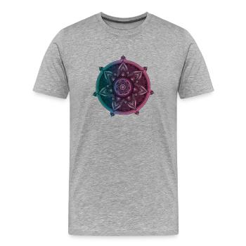 Mandala Symbolischer Kompass – Ornament Illustrati - Männer Premium Bio T-Shirt - Grau meliert - Vorne - Damien (186cm)