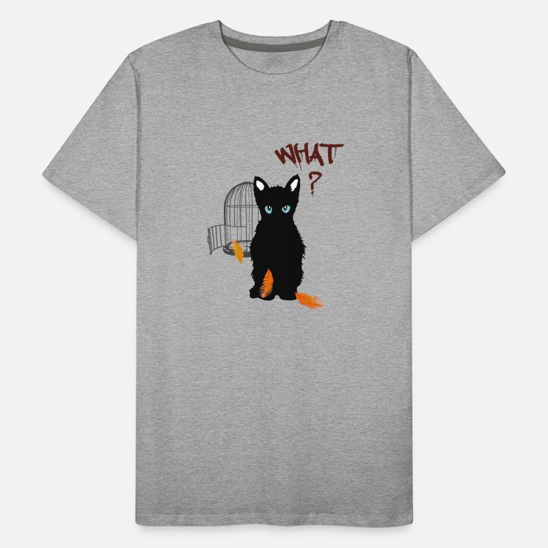 Kleines schwarzes süßes Kätzchen und Vogel Männer Premium Bio T-Shirt