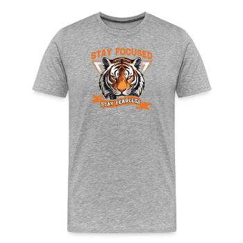 Restez concentré, restez sans peur - T-shirt bio Premium Homme - gris chiné - Devant - Damien (186cm)