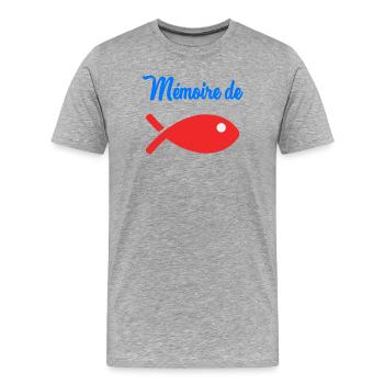 POISSON. MEMOIRE. HUMOUR - T-shirt bio Premium Homme - gris chiné - Devant - Damien (186cm)