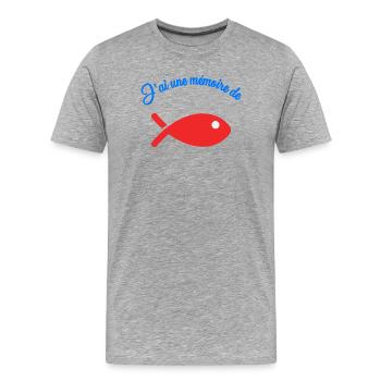 POISSON. MEMOIRE - T-shirt bio Premium Homme - gris chiné - Devant - Damien (186cm)
