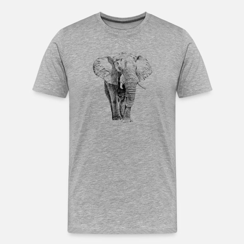 Elefant - Männer Premium Bio T-Shirt - Grau meliert