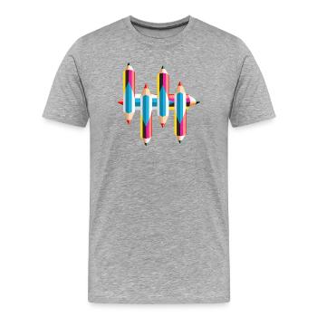 Crayons de couleur - T-shirt bio Premium Homme - gris chiné - Devant - Damien (186cm)