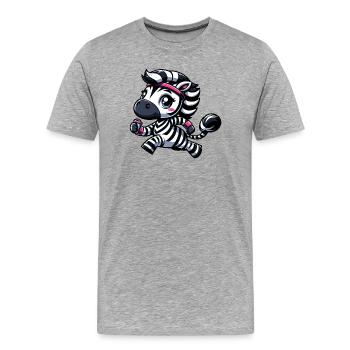 Zebra Jogger Cartoon Sport Marathon Laufen - Männer Premium Bio T-Shirt - Grau meliert - Vorne - Damien (186cm)