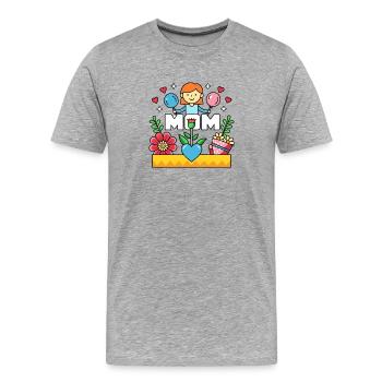 MOM Blühende Mutterliebe Cartoon - Männer Premium Bio T-Shirt - Grau meliert - Vorne - Damien (186cm)
