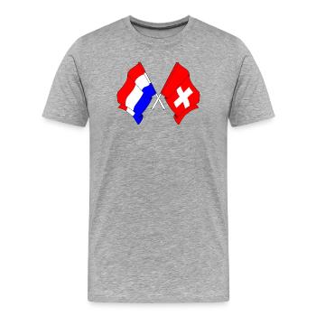 Flagge der Niederlande und Flagge Schweiz - Männer Premium Bio T-Shirt - Grau meliert - Vorne - Damien (186cm)