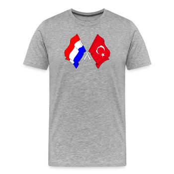 Flagge der Niederlande und Flagge der Türkei - Männer Premium Bio T-Shirt - Grau meliert - Vorne - Damien (186cm)