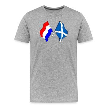 Flagge der Niederlande und Flagge Schottlands - Männer Premium Bio T-Shirt - Grau meliert - Vorne - Damien (186cm)