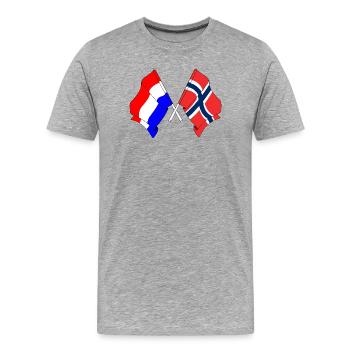 Flagge der Niederlande und Flagge Norwegen - Männer Premium Bio T-Shirt - Grau meliert - Vorne - Damien (186cm)