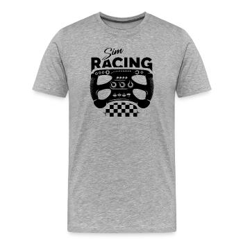 sim racing gamer Formel Lenkrad Zielflagge Symbol - Männer Premium Bio T-Shirt - Grau meliert - Vorne - Damien (186cm)
