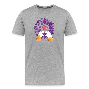Herz in Blumen und Pfoten - Männer Premium Bio T-Shirt - Grau meliert - Vorne - Damien (186cm)