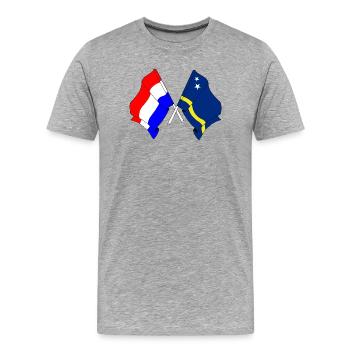 Flagge der Niederlande und Flagge von Curaçao - Männer Premium Bio T-Shirt - Grau meliert - Vorne - Damien (186cm)