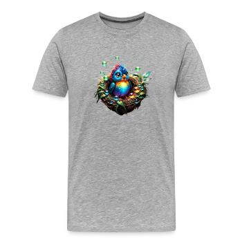 Oiseau fantaisie coloré. - T-shirt bio Premium Homme - gris chiné - Devant - Damien (186cm)