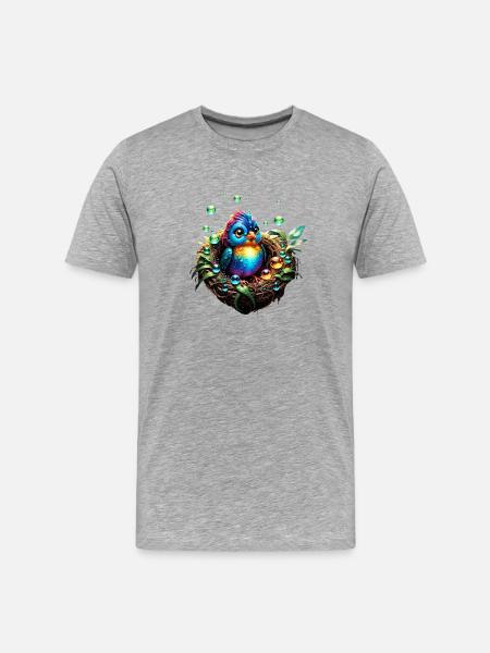 Bunter ausgefallener Vogel. - Männer Premium Bio T-Shirt - Grau meliert