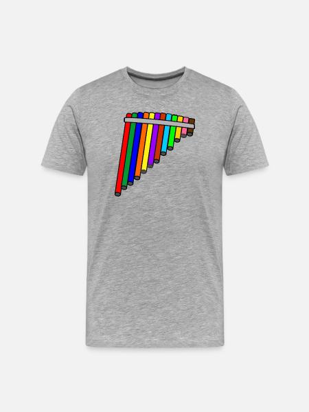 Panflöte farbig - Männer Premium Bio T-Shirt - Grau meliert