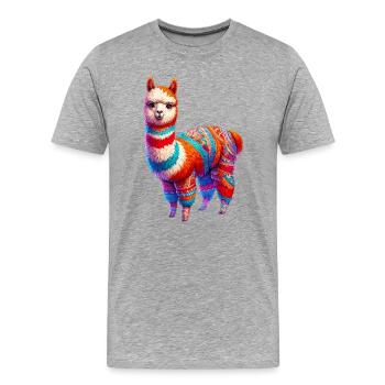 Alpaka - Männer Premium Bio T-Shirt - Grau meliert - Vorne - Damien (186cm)