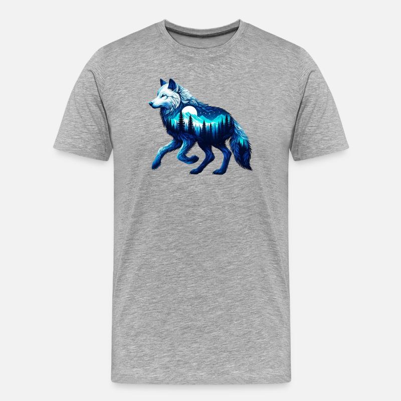 Wolf - Men's Premium Organic T-Shirt - heather grey