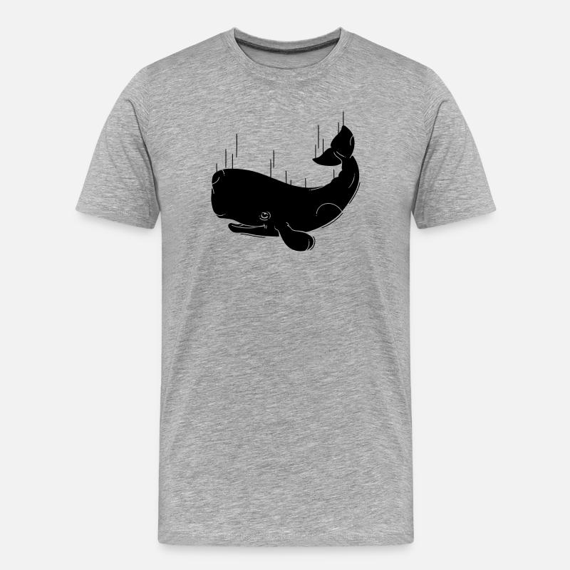 Fallender Wal - Männer Premium Bio T-Shirt - Grau meliert