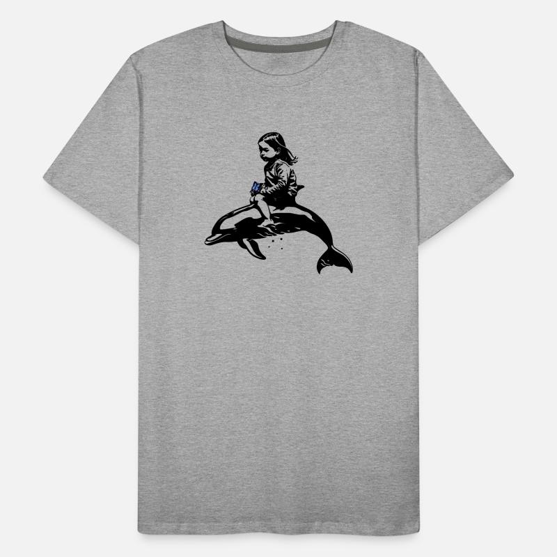 Der Delphin und das Mädchen Männer Premium Bio T-Shirt