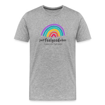 JustFeelgoodVibes Signature - T-shirt bio Premium Homme - gris chiné - Devant - Damien (186cm)