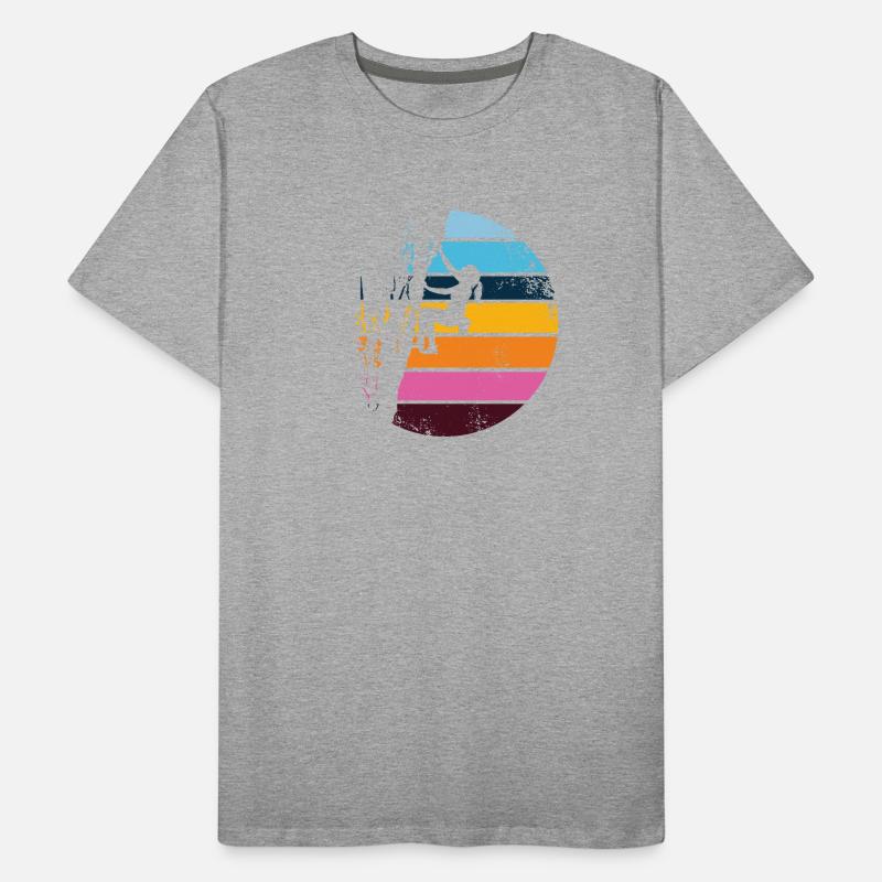 Fille grimpe sur le rocher, silhouette extérieure rétro T-shirt bio Premium Homme
