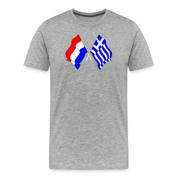 Flagge der Niederlande und Flagge Griechenlands - Männer Premium Bio T-Shirt - Grau meliert - Vorne - Damien (186cm)