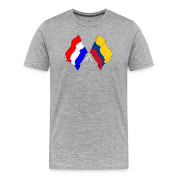 Flagge der Niederlande und Flagge Kolumbien - Männer Premium Bio T-Shirt - Grau meliert - Vorne - Damien (186cm)