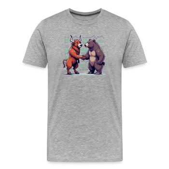 Finance Actions Taureau Ours Wall Street Cadeau - T-shirt bio Premium Homme - gris chiné - Devant - Damien (186cm)
