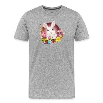 weißes Kaninchen mit Ostereier als Osterhase - Männer Premium Bio T-Shirt - Grau meliert - Vorne - Damien (186cm)