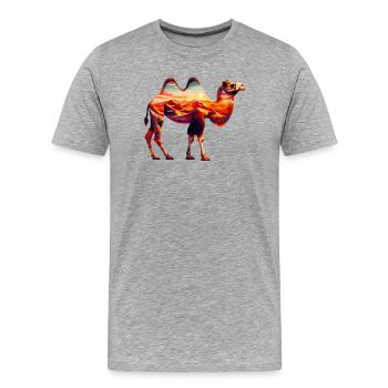 Kamel - Männer Premium Bio T-Shirt - Grau meliert - Vorne - Damien (186cm)