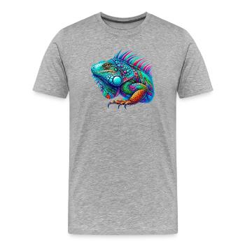 Leguan - Männer Premium Bio T-Shirt - Grau meliert - Vorne - Damien (186cm)