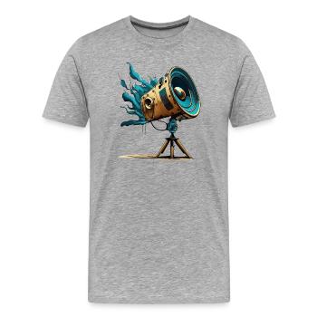 Retro Telescopic Speaker - Men's Premium Organic T-Shirt - heather grey - Front - Damien (186cm)