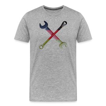 Deutsche Flaggenwerkzeug Kreuz - Männer Premium Bio T-Shirt - Grau meliert - Vorne - Damien (186cm)