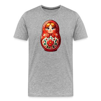 Russe Khokhloma Russie Russe Russe - T-shirt bio Premium Homme - gris chiné - Devant - Damien (186cm)